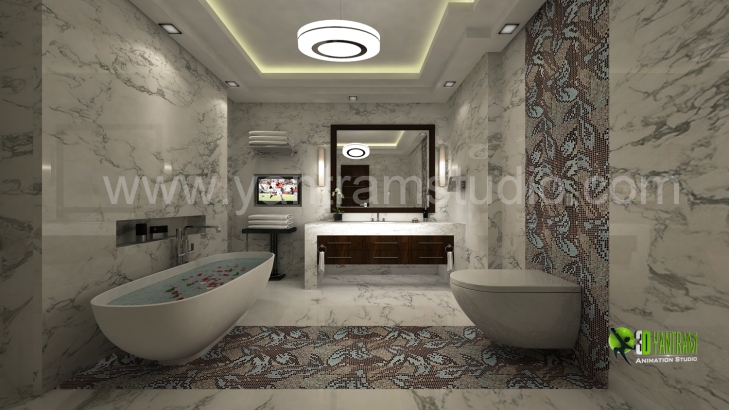 3D Bathroom Interior Design Rendering