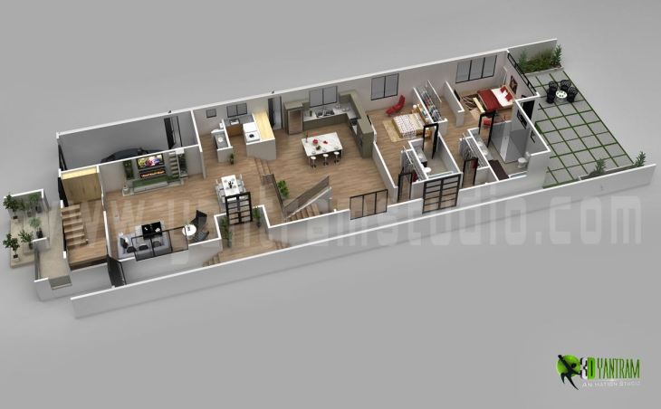 3D Floor Plan Design For Modern Home