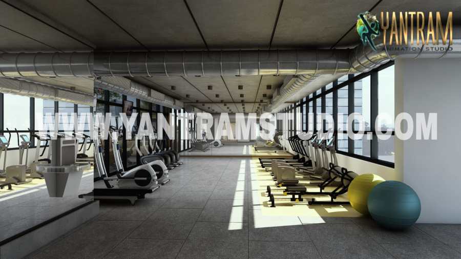 Photorealistic Interior Rendering of Fitness Gym by architectural visualisation studio, Denton,Texas