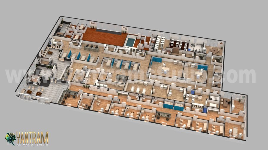3d floor plan of mind blowing hospital done by Yantram 3d floor Plan design companies – Meridian, Idaho