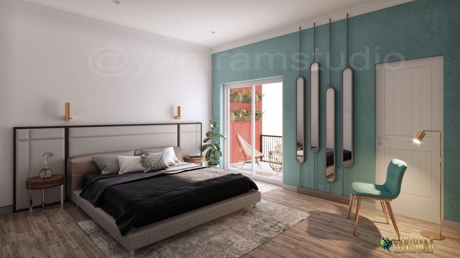 3D Interior Visualization of Master Bedroom By Yantram 3D Interior Design Studio, Houston, Texas