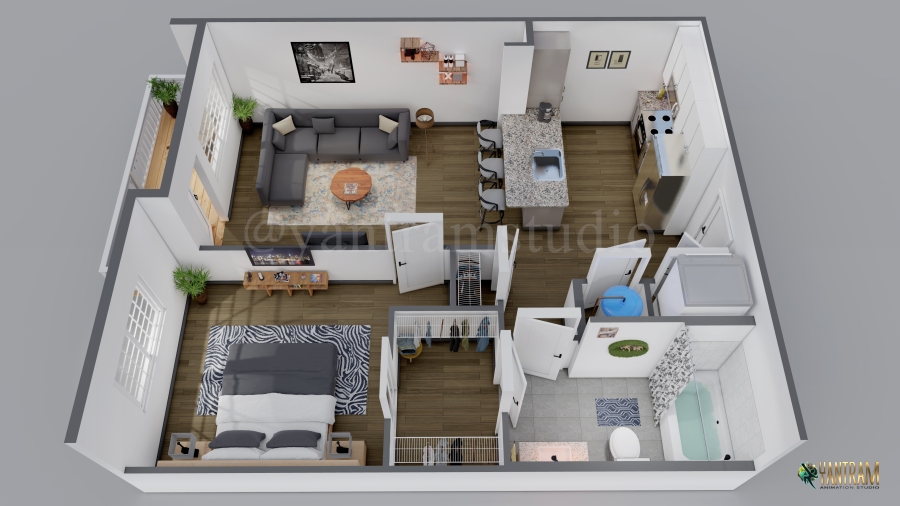 3D Floor Plan of Luxurious Apartment by Yantram 3D Floor Plan Designer, Philadelphia, Pennsylvania