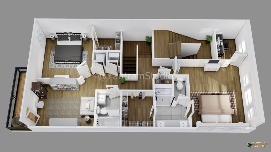 3D Floor Plan Design services of an Elegant house in Meridian, Idaho by Yantram 3D Architectural Rendering Company